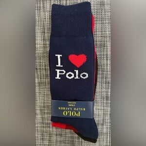 Polo by Ralph Lauren Men's Navy Socks with Red Heart